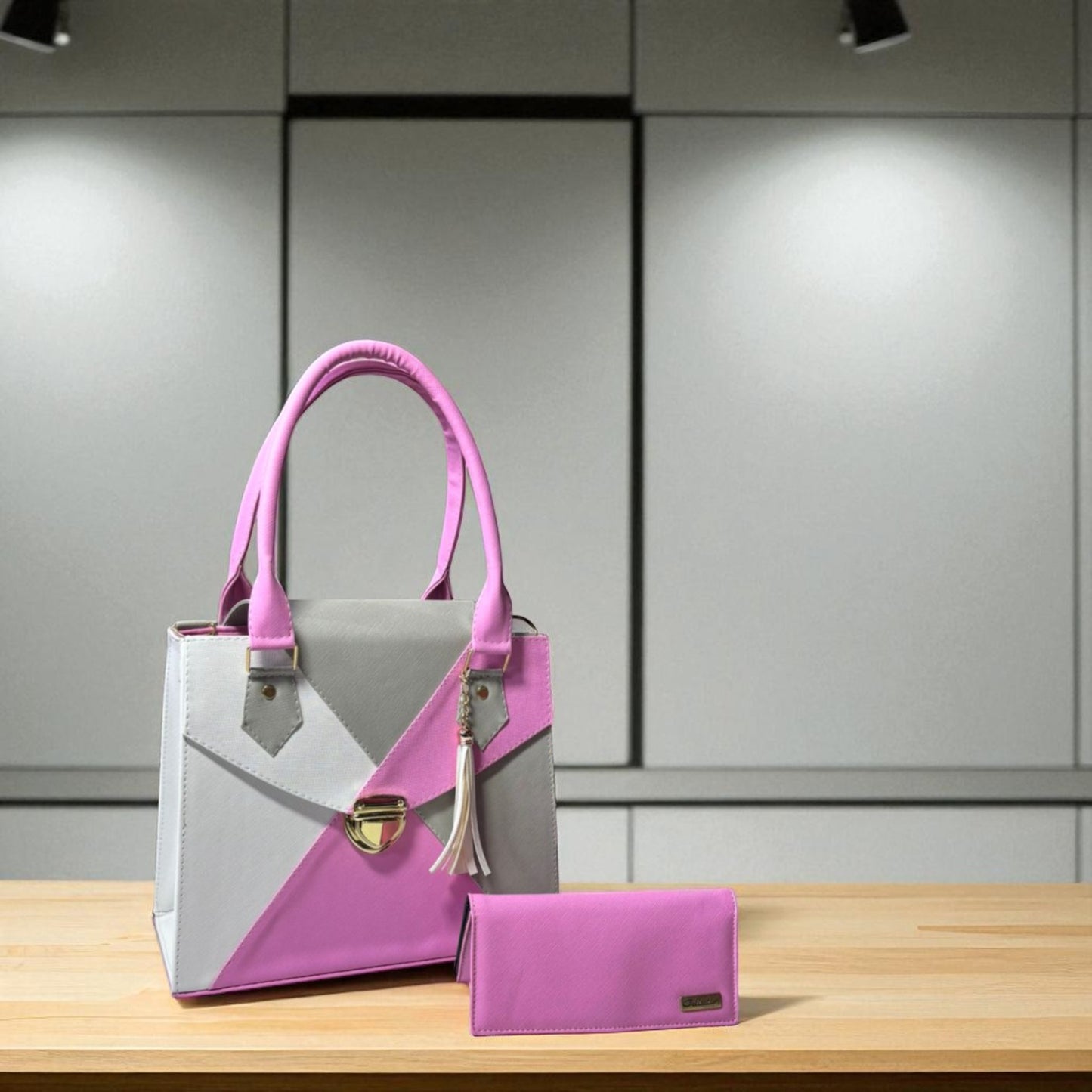 Bolsa de dama EMMA elegante geométrica negro beige blanco