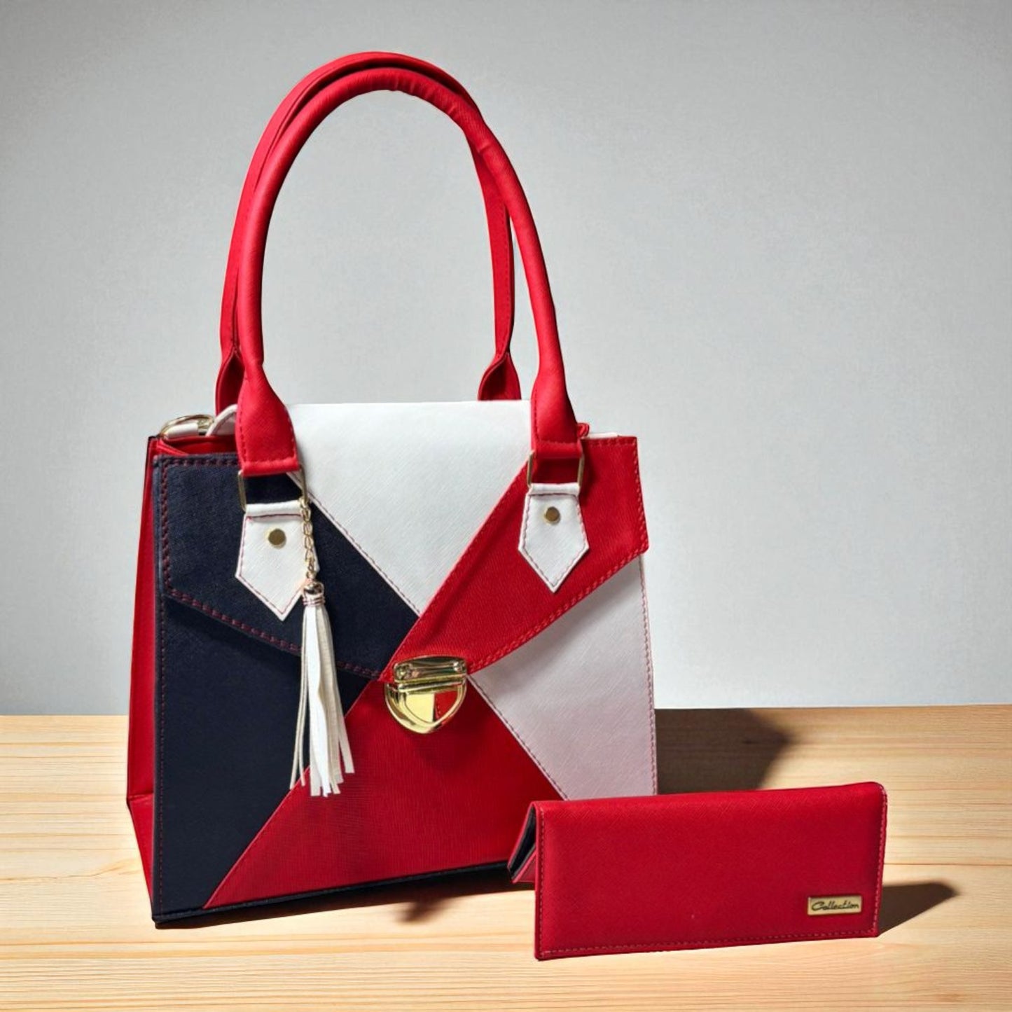 Bolsa de dama EMMA elegante geométrica negro beige blanco