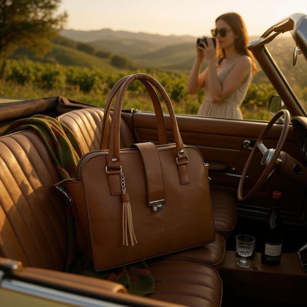 Bolsa JUANA elegante mujer cuero vegano negro con asas resistentes y cierre seguro