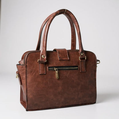 Bolsa JUANA elegante mujer cuero vegano negro con asas resistentes y cierre seguro