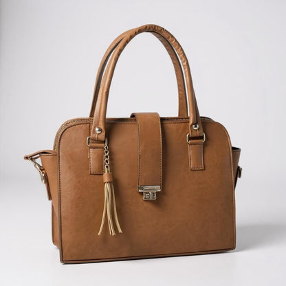 Bolsa JUANA elegante mujer cuero vegano negro con asas resistentes y cierre seguro