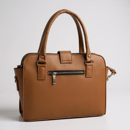 Bolsa JUANA elegante mujer cuero vegano negro con asas resistentes y cierre seguro