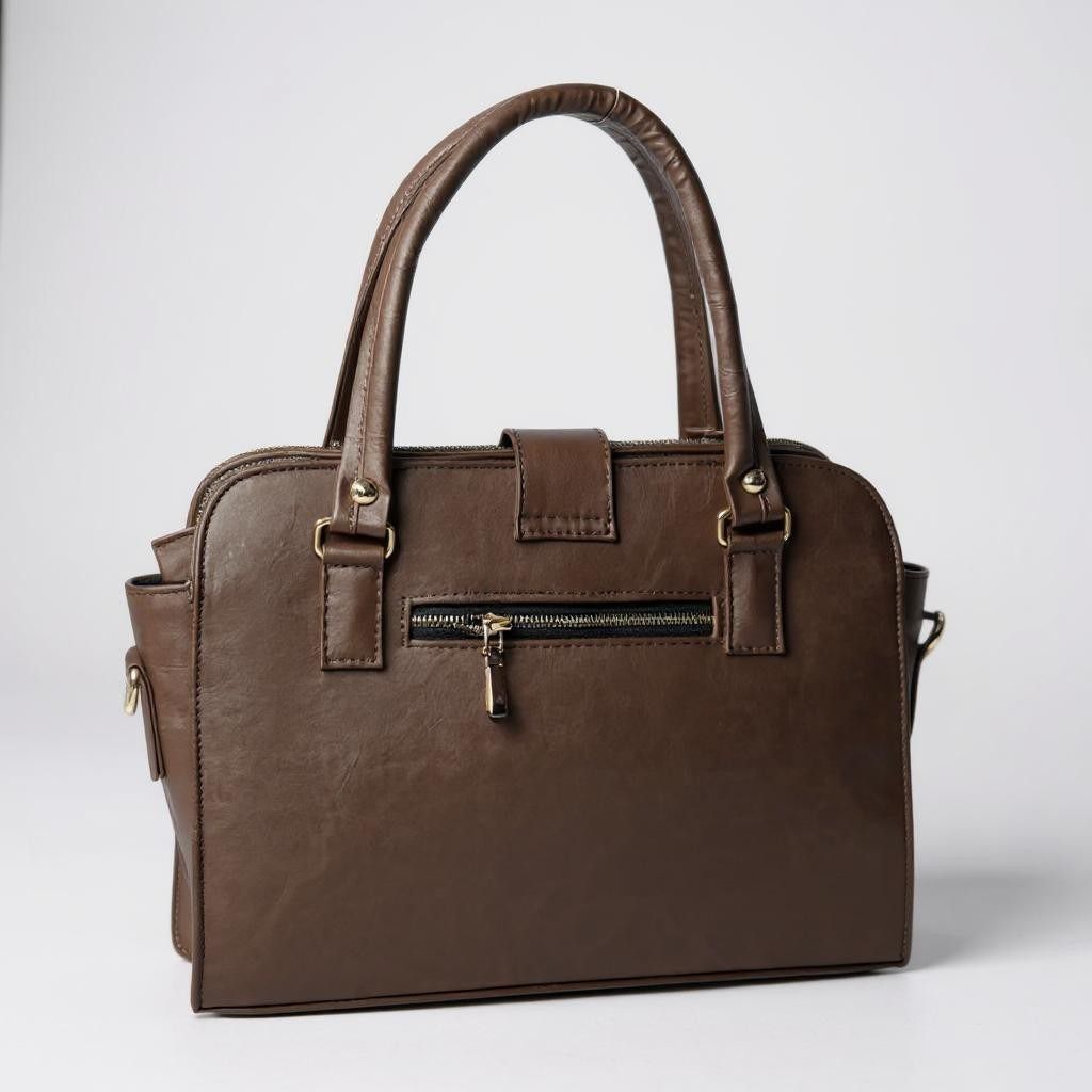 Bolsa JUANA elegante mujer cuero vegano negro con asas resistentes y cierre seguro