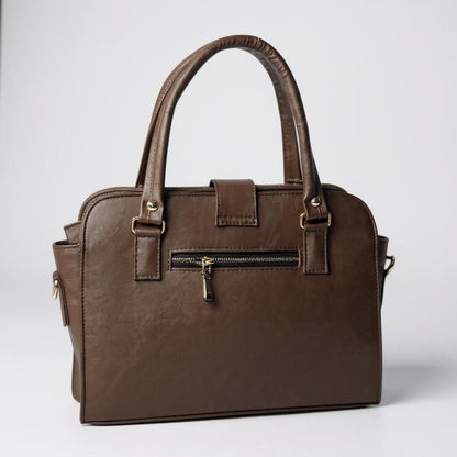 Bolsa JUANA elegante mujer cuero vegano negro con asas resistentes y cierre seguro