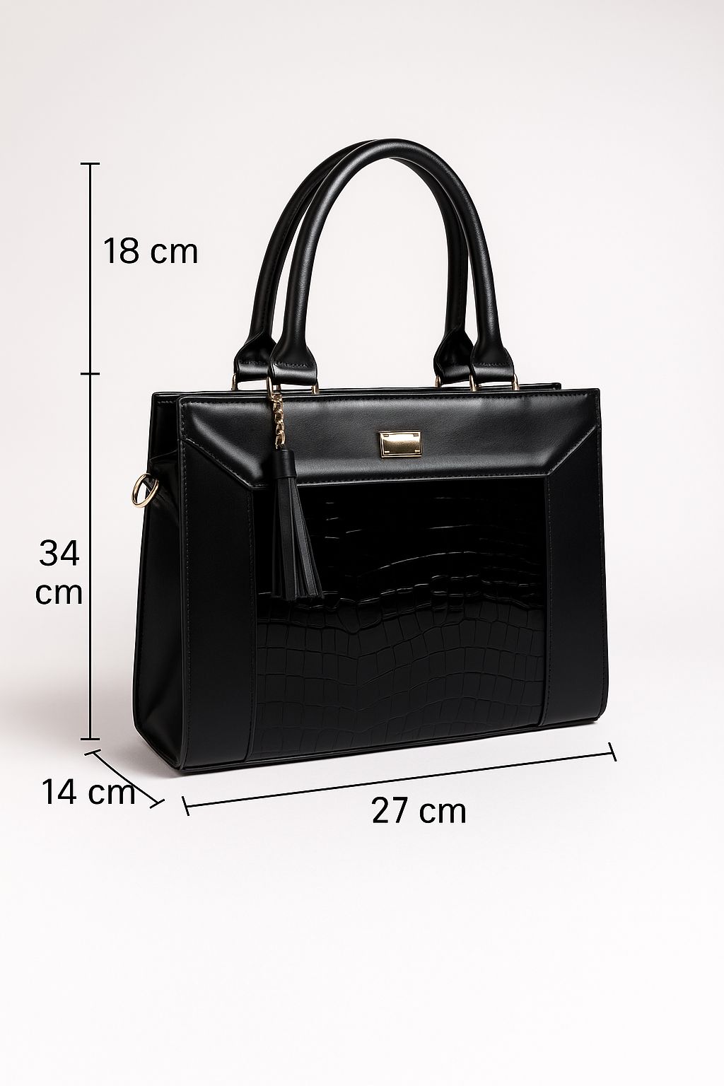 Bolsa de dama Catalina elegante lujo moderna grande cuero vegano premium negra