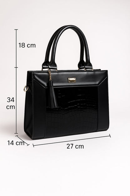Bolsa de dama Catalina elegante lujo moderna grande cuero vegano premium negra