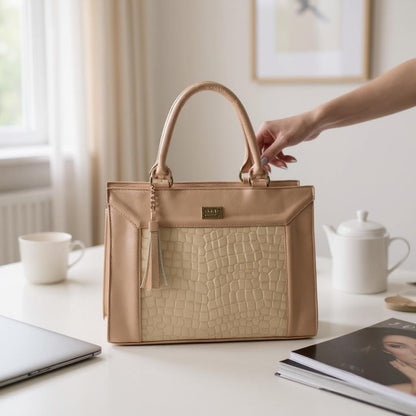 Bolsa de dama Catalina elegante lujo moderna grande cuero vegano premium negra