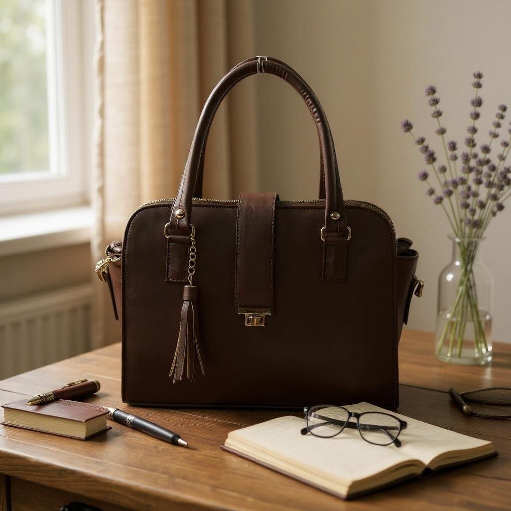 Bolsa JUANA elegante mujer cuero vegano negro con asas resistentes y cierre seguro