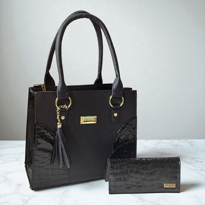 Bolsa PAULINA café elegante con cartera croco incluida, ideal para dama revendedora