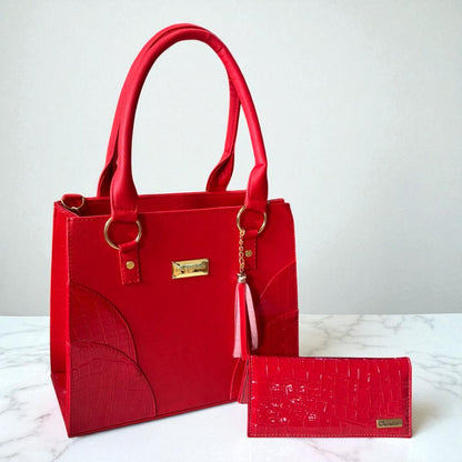 Bolsa PAULINA café elegante con cartera croco incluida, ideal para dama revendedora