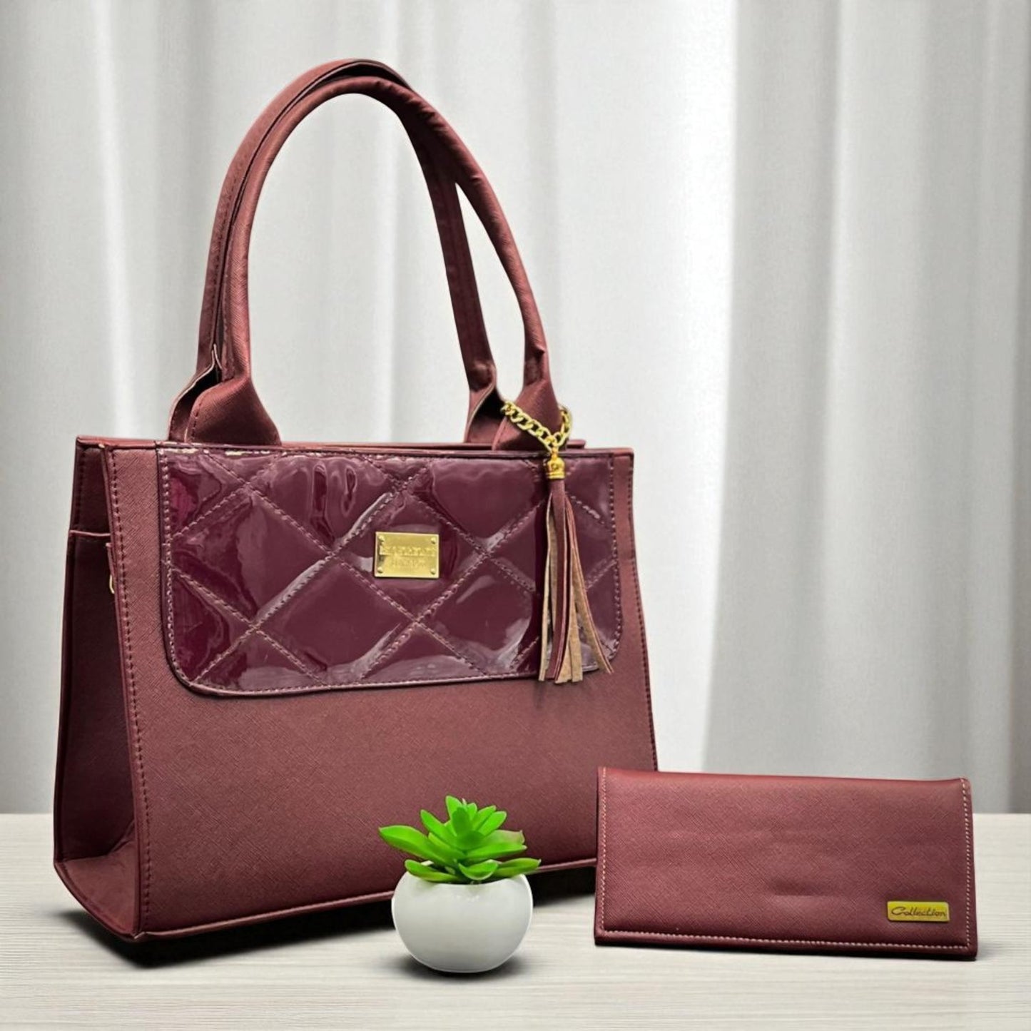 Bolsa ROSA de mano elegante coral con cartera, ideal mujer moderna y revendedoras