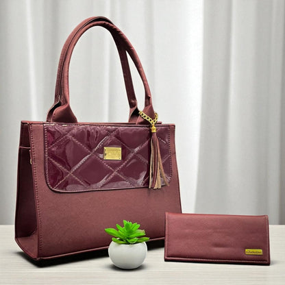 Bolsa ROSA de mano elegante coral con cartera, ideal mujer moderna y revendedoras