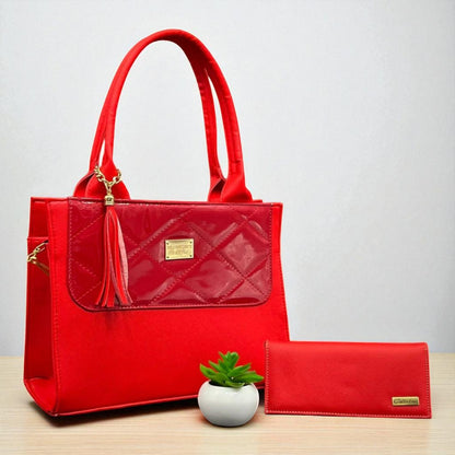 Bolsa ROSA de mano elegante coral con cartera, ideal mujer moderna y revendedoras