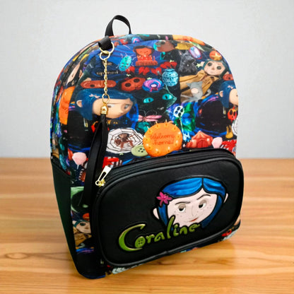 MOCHILA de dama Personajes divertida moderna exclusiva morada sintética alta calidad duradera