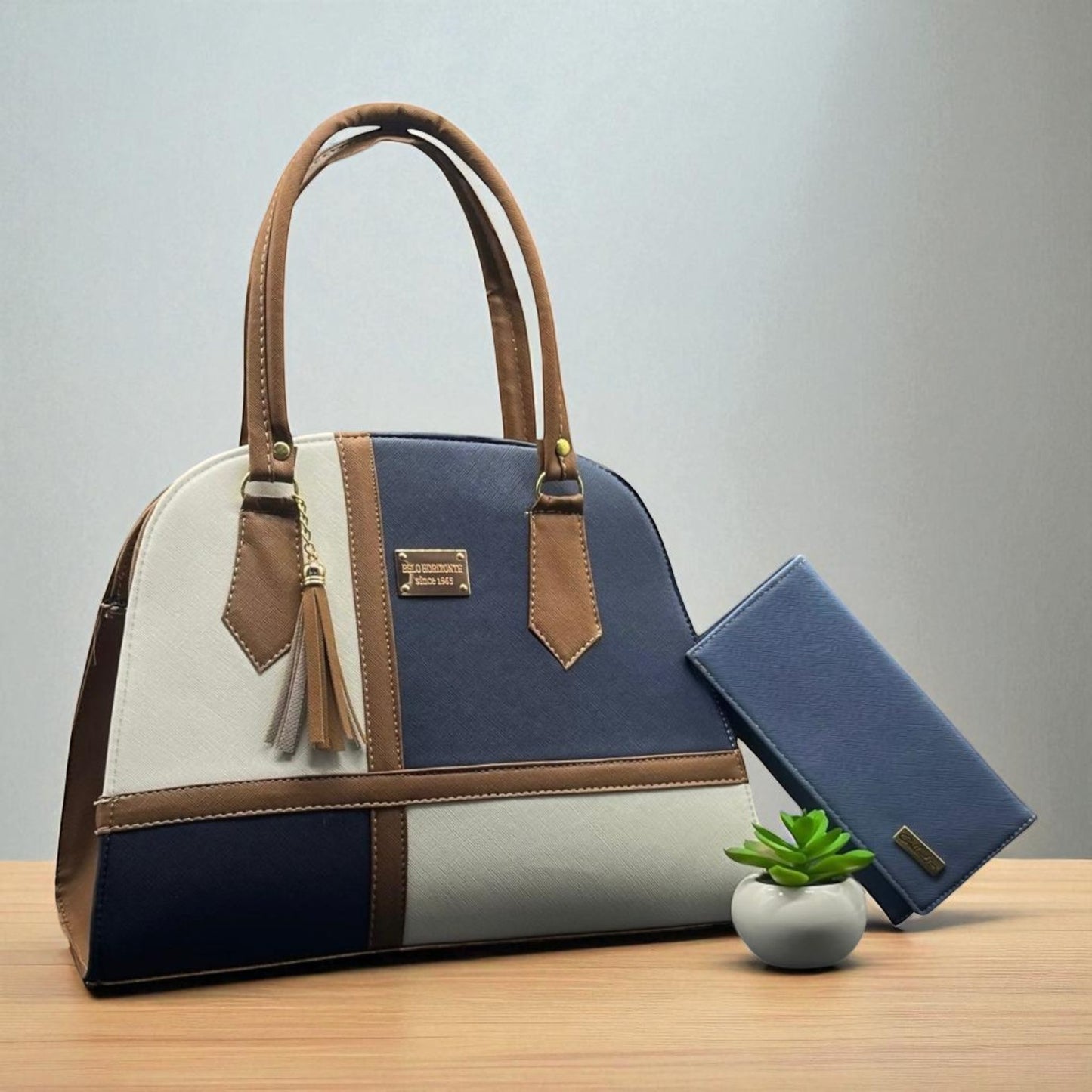 Bolsa de dama Valeria elegante moderna bicolor sintética alta calidad duradera exclusiva