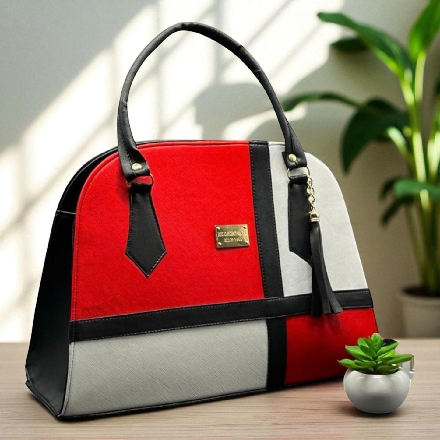 Bolsa de dama Valeria elegante moderna bicolor sintética alta calidad duradera exclusiva