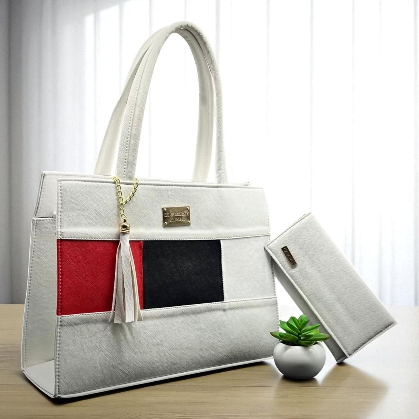 Bolsa de dama Karina elegante moderna grande roja sintética alta calidad duradera