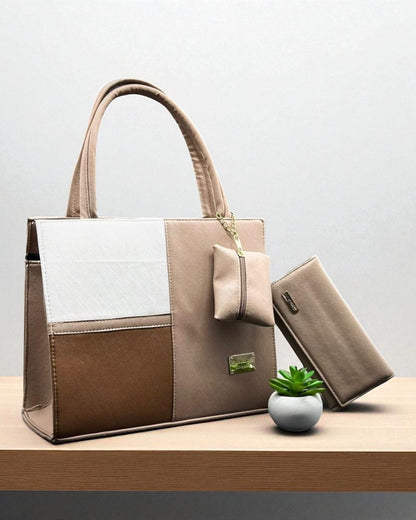 Bolsa de dama Lorena elegante moderna grande beige sintética alta calidad duradera