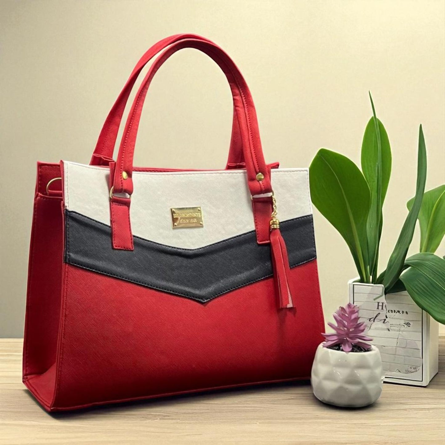 Bolsa de dama Estefanía roja elegante moderna resistente amplia ideal revender México