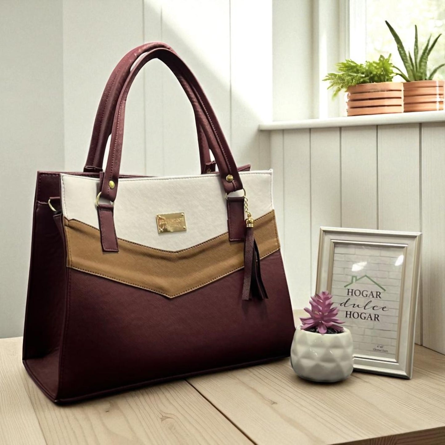 Bolsa de dama Estefanía roja elegante moderna resistente amplia ideal revender México