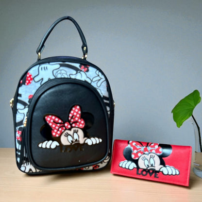 MOCHILA de dama Personajes divertida moderna exclusiva morada sintética alta calidad duradera