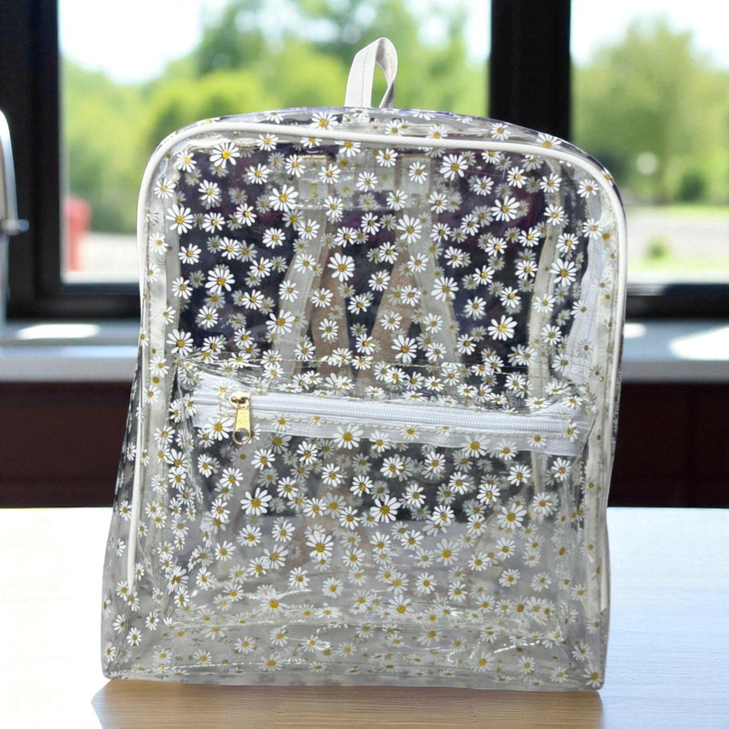 Mochila verde CECILIA estampado margaritas moda juvenil práctica escolar casual ligera resistente