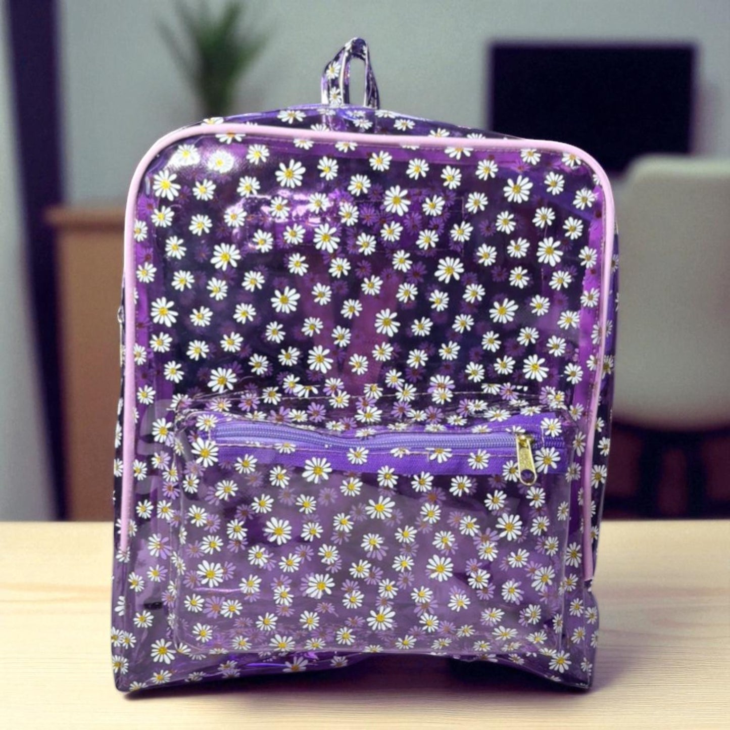 Mochila verde CECILIA estampado margaritas moda juvenil práctica escolar casual ligera resistente