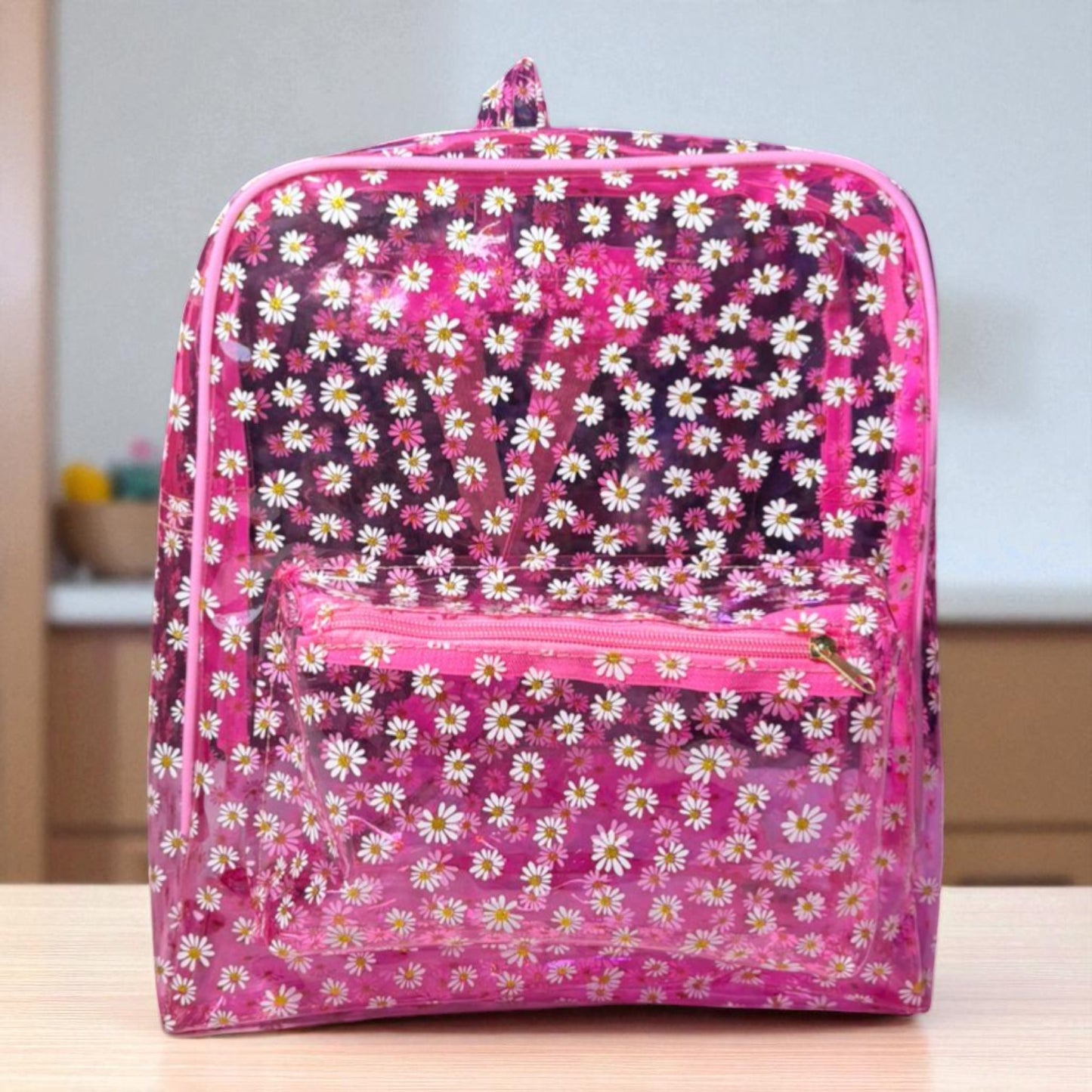 Mochila verde CECILIA estampado margaritas moda juvenil práctica escolar casual ligera resistente