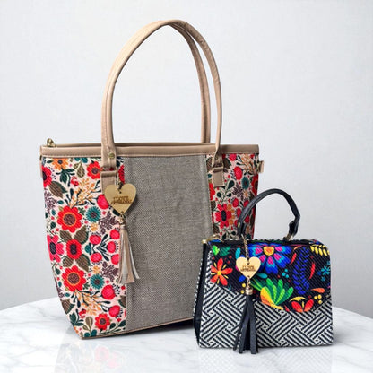 Dúo de bolsas sintéticas de alta calidad rojo blanco negro mamá hija