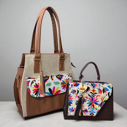 Dúo de bolsas sintéticas de alta calidad rojo blanco negro mamá hija