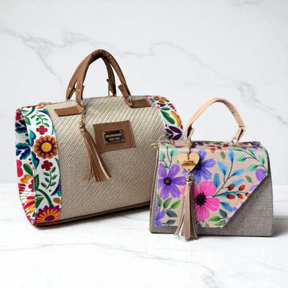 Dúo de bolsas sintéticas de alta calidad rojo blanco negro mamá hija