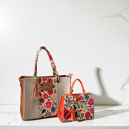 Dúo de bolsas sintéticas de alta calidad rojo blanco negro mamá hija