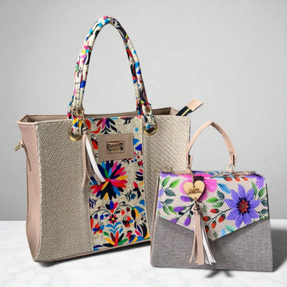 Dúo de bolsas sintéticas de alta calidad rojo blanco negro mamá hija