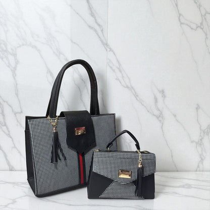 Dúo de bolsas sintéticas de alta calidad rojo blanco negro mamá hija