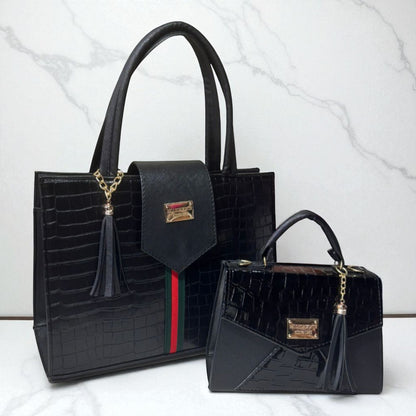 Dúo de bolsas sintéticas de alta calidad rojo blanco negro mamá hija