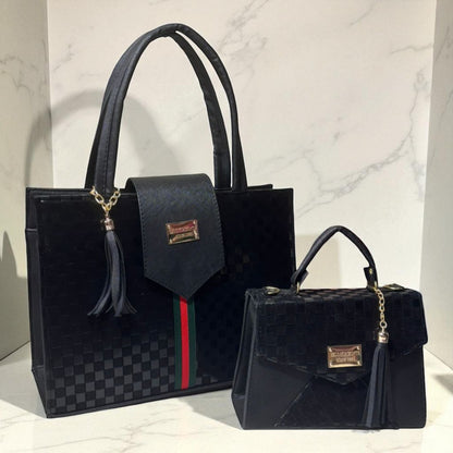 Dúo de bolsas sintéticas de alta calidad rojo blanco negro mamá hija