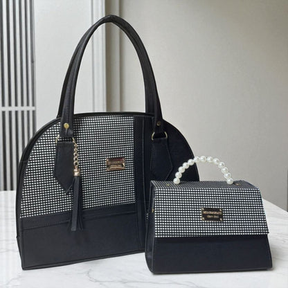 Dúo de bolsas sintéticas de alta calidad rojo blanco negro mamá hija