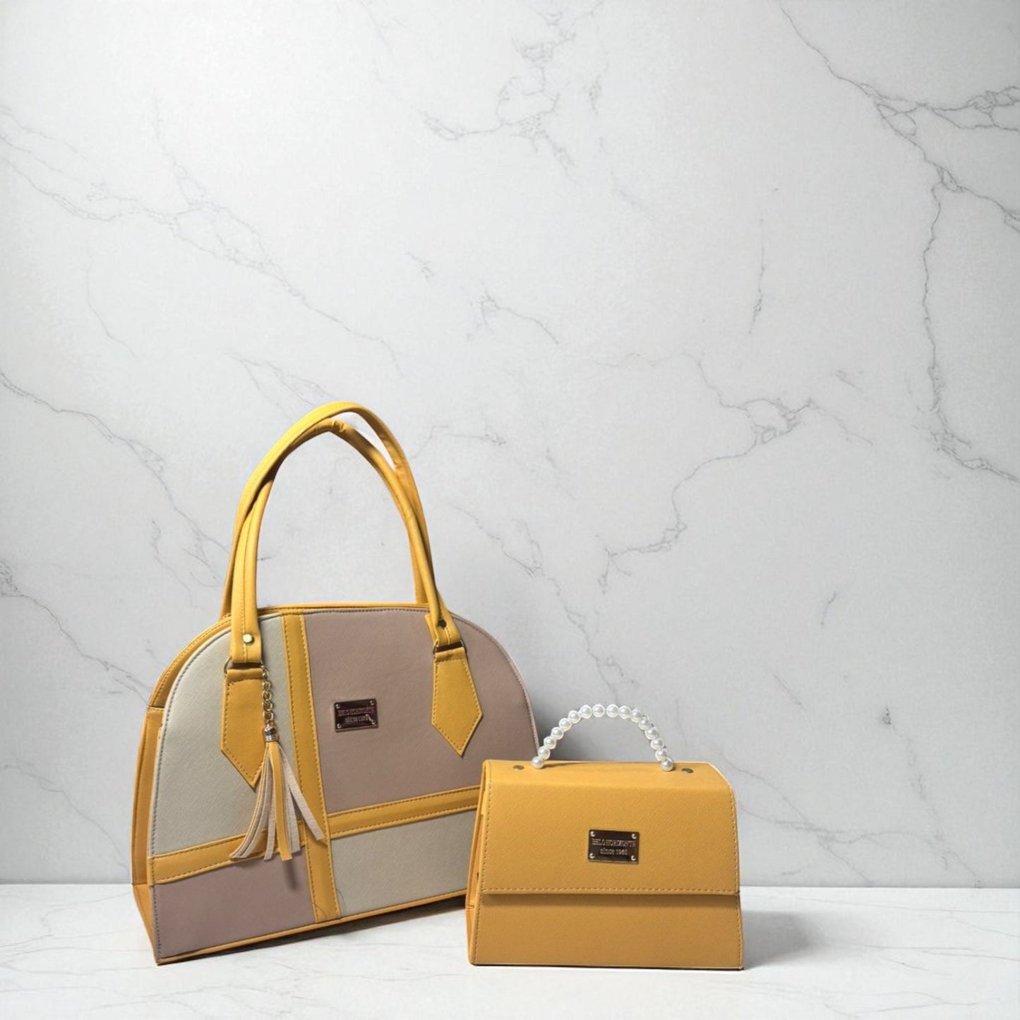 Dúo de bolsas sintéticas de alta calidad rojo blanco negro mamá hija