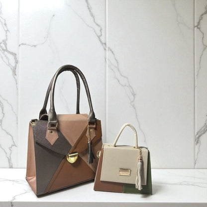 Dúo de bolsas sintéticas de alta calidad rojo blanco negro mamá hija