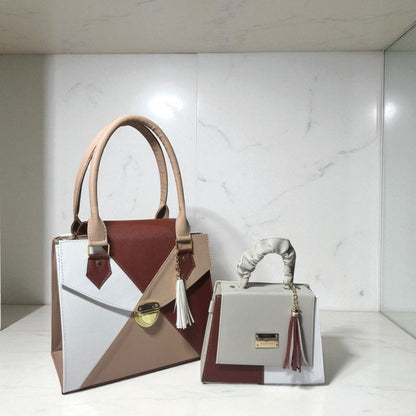 Dúo de bolsas sintéticas de alta calidad rojo blanco negro mamá hija