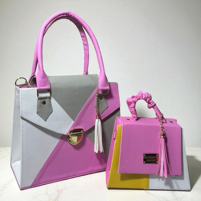 Dúo de bolsas sintéticas de alta calidad rojo blanco negro mamá hija