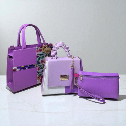 Trio de bolsas consta de Mediana , Mini y Cosmetiquera de material sintetico de alta calidad