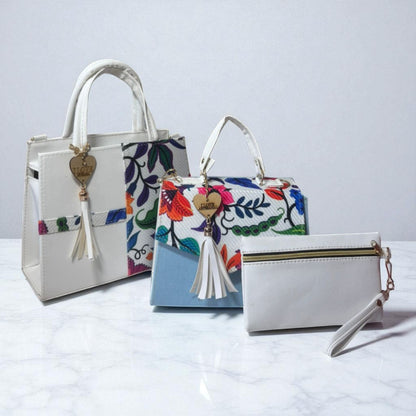 Trio de bolsas consta de Mediana , Mini y Cosmetiquera de material sintetico de alta calidad