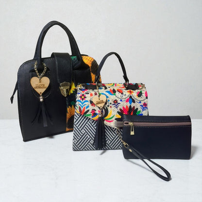 Trio de bolsas consta de Mediana , Mini y Cosmetiquera de material sintetico de alta calidad