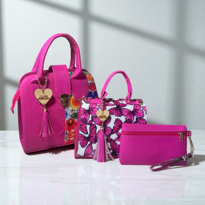 Trio de bolsas consta de Mediana , Mini y Cosmetiquera de material sintetico de alta calidad