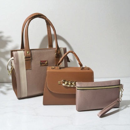 Trio de bolsas consta de Mediana , Mini y Cosmetiquera de material sintetico de alta calidad