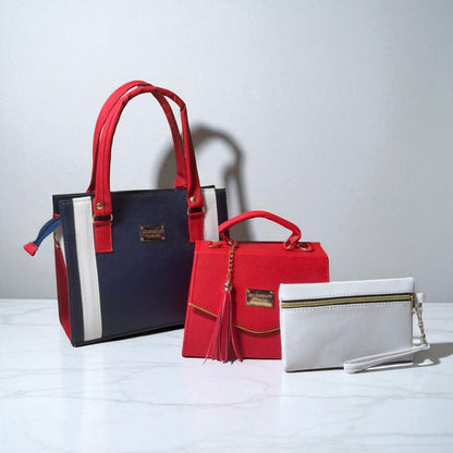 Trio de bolsas consta de Mediana , Mini y Cosmetiquera de material sintetico de alta calidad