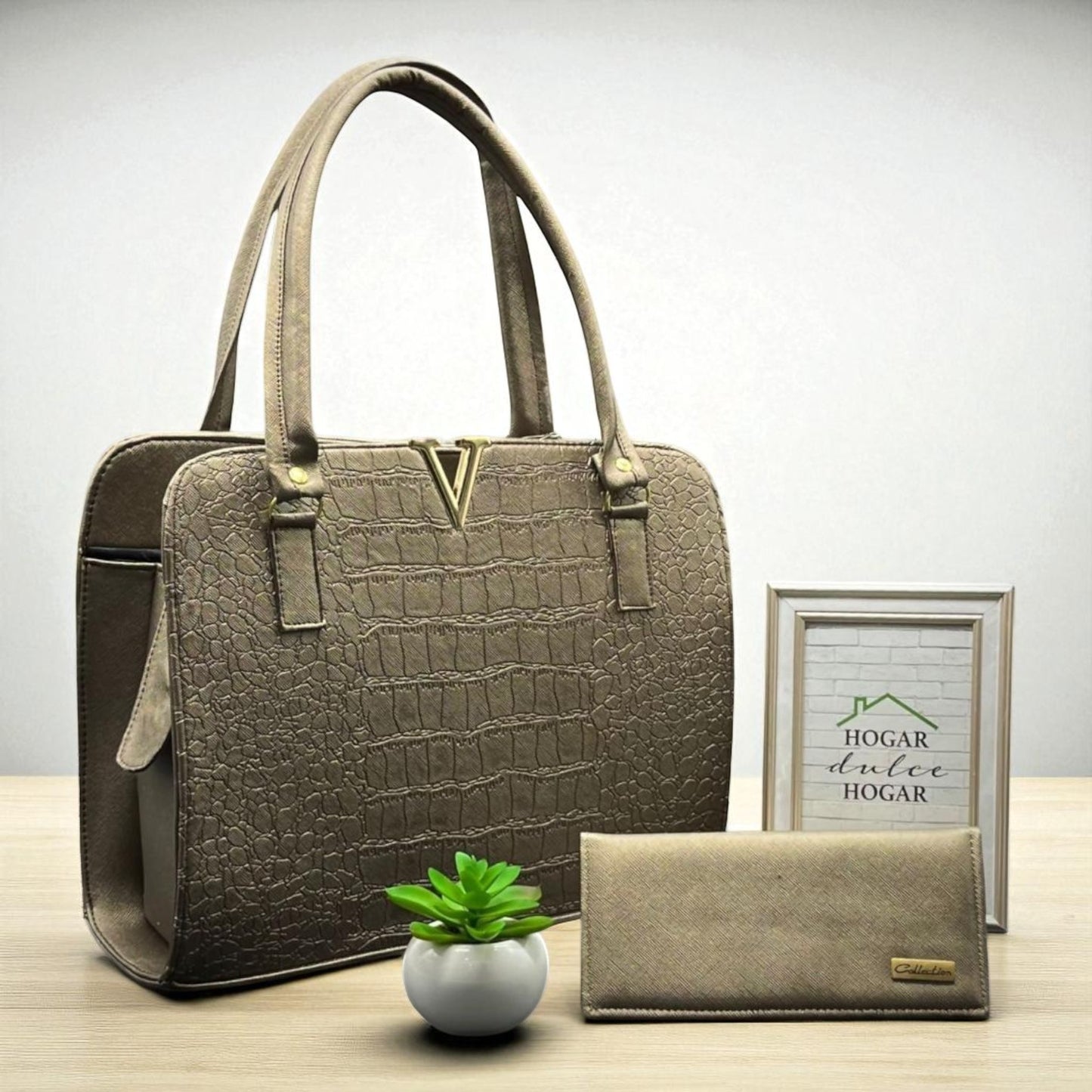 Bolsa de dama Marian elegante moderna croco camel sintética alta calidad duradera