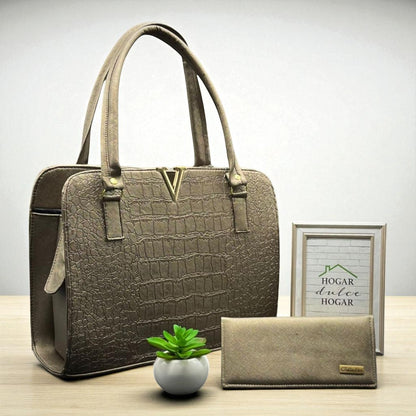 Bolsa de dama Marian elegante moderna croco camel sintética alta calidad duradera
