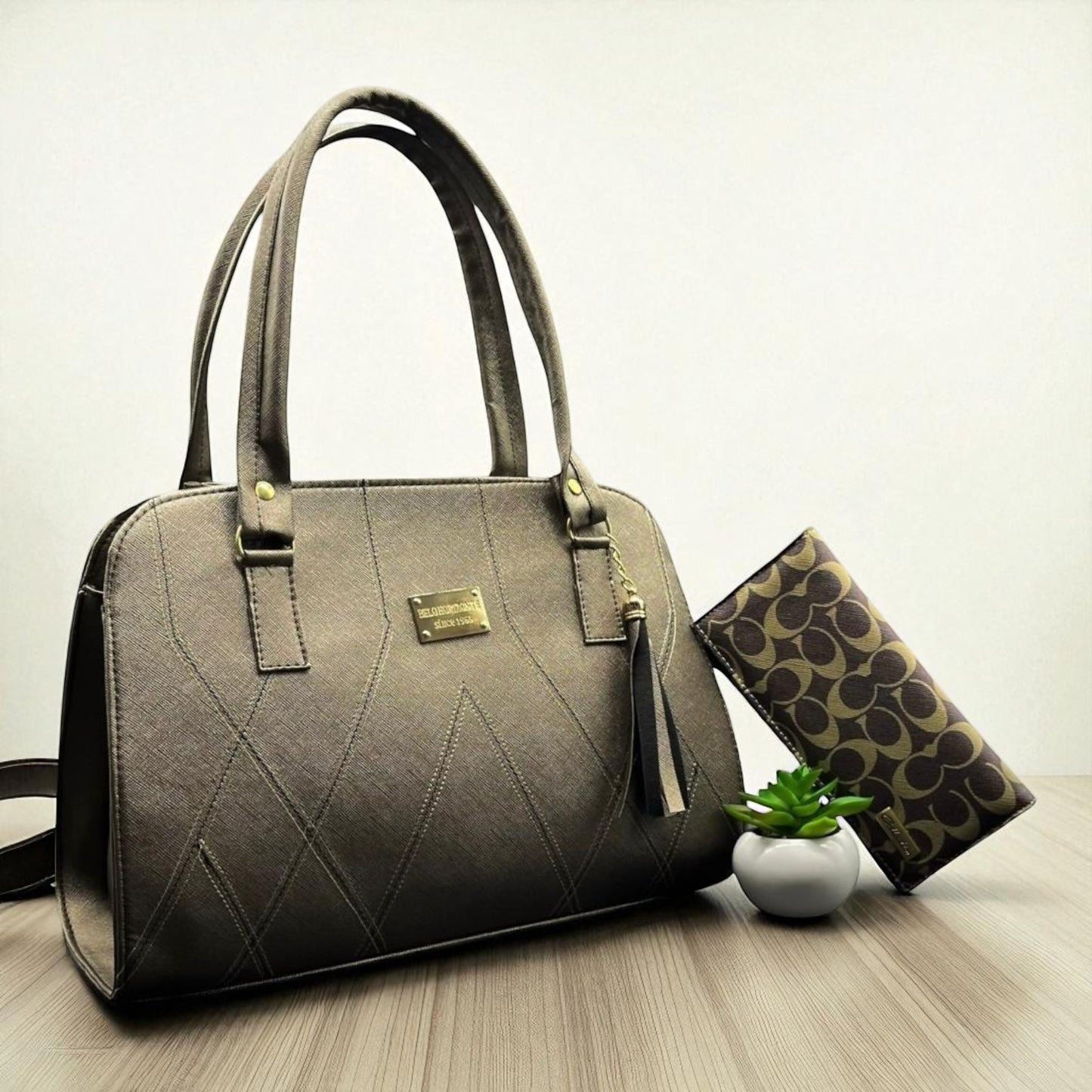 Bolsa de dama Gabriela elegante moderna grande blanca sintética alta calidad duradera